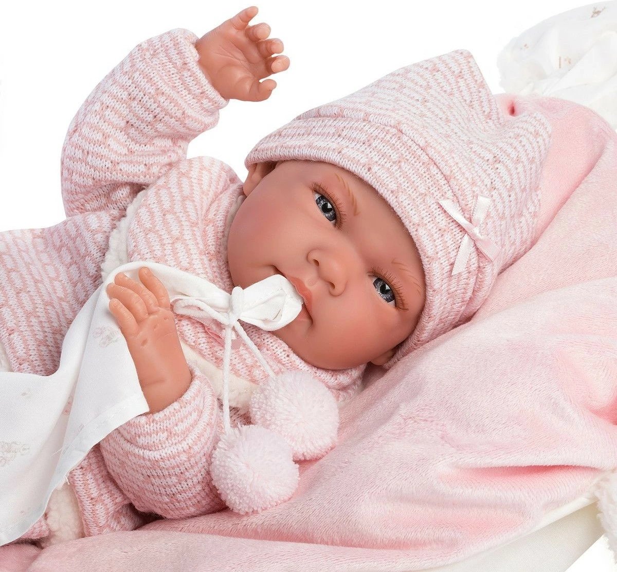 Kukull bebe Llorens Nica, 40 cm, me batanije, rozë