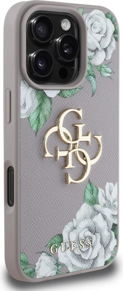 Mbështjellës Guess Grained Roses Big 4G logo për iPhone 16 Pro Max, Vjollcë