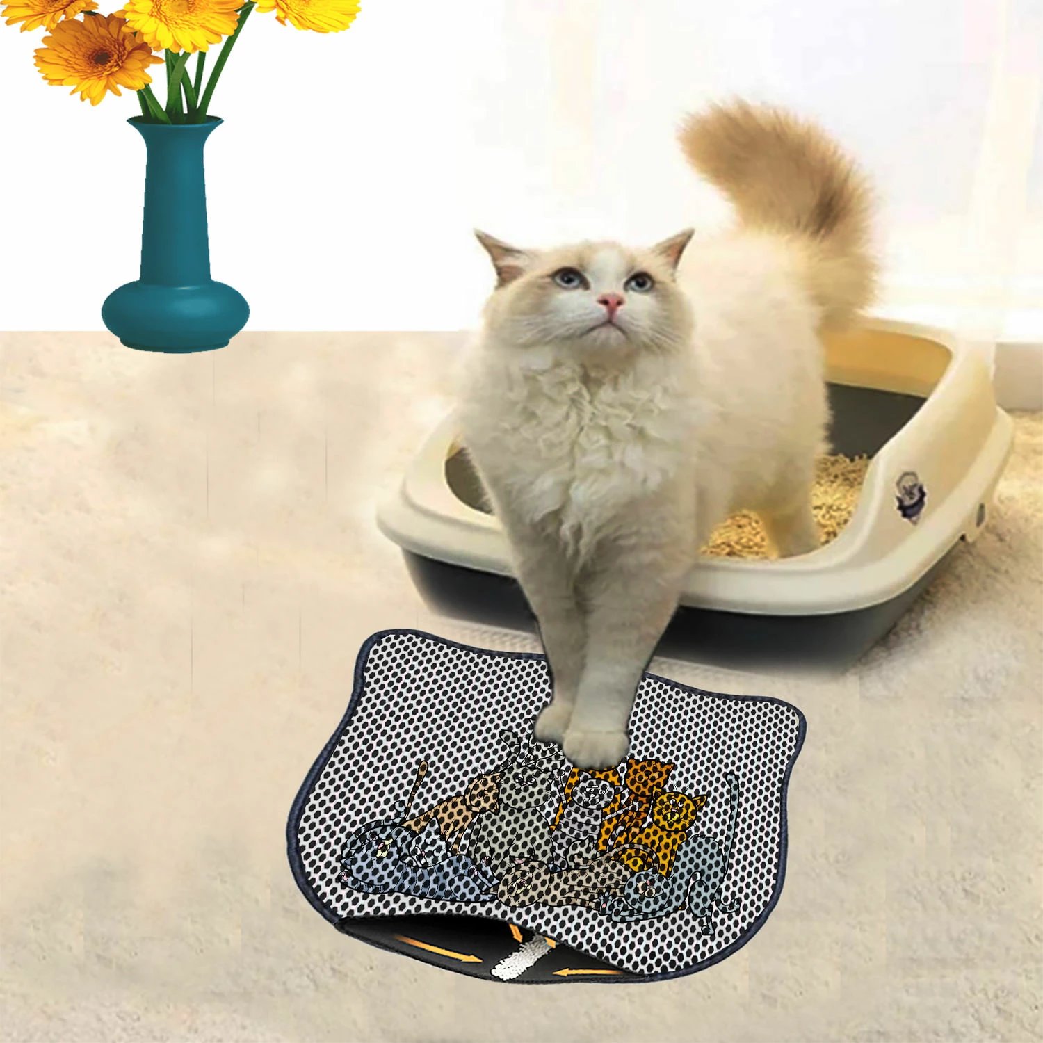 Tapet për rërë mace, shumëngjyrësh, Paws & Whiskers, Kdkafa0013, 40x50cm