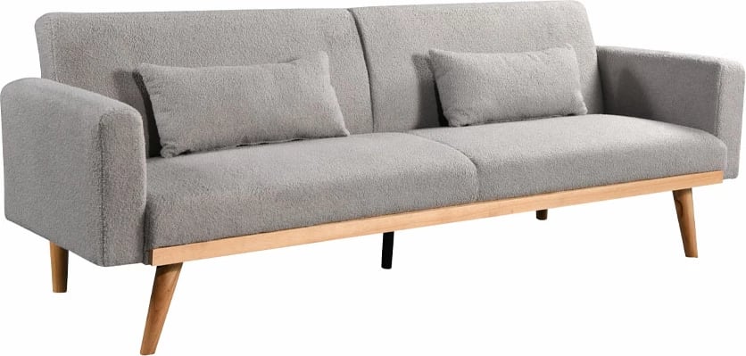 Krevat-sofë Panta, 3 vende, ngjyrë gri e çelët, 210x77x77 cm