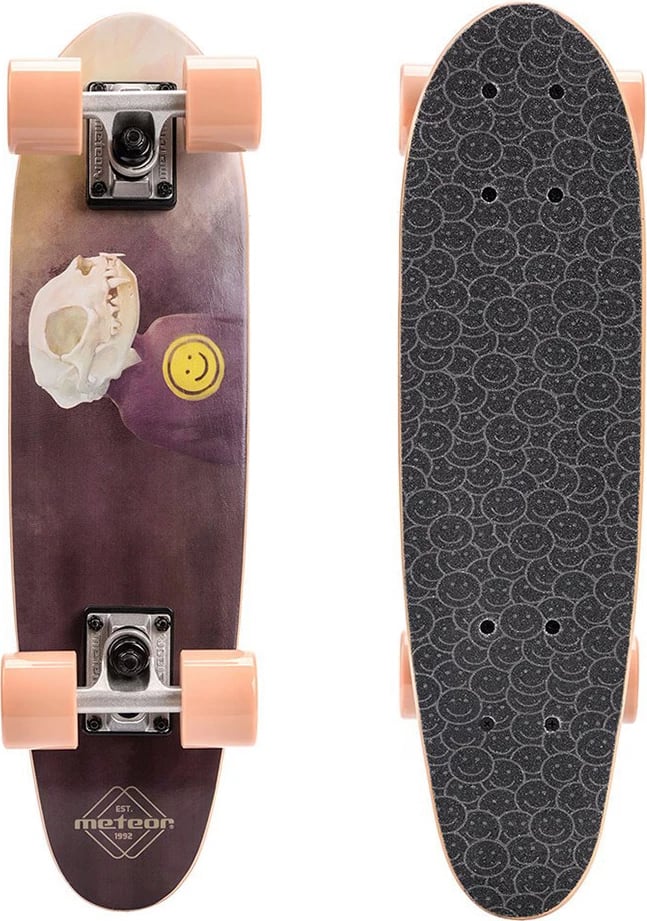 Skateboard Meteor unisex, ngjyrë e zezë dhe krem
