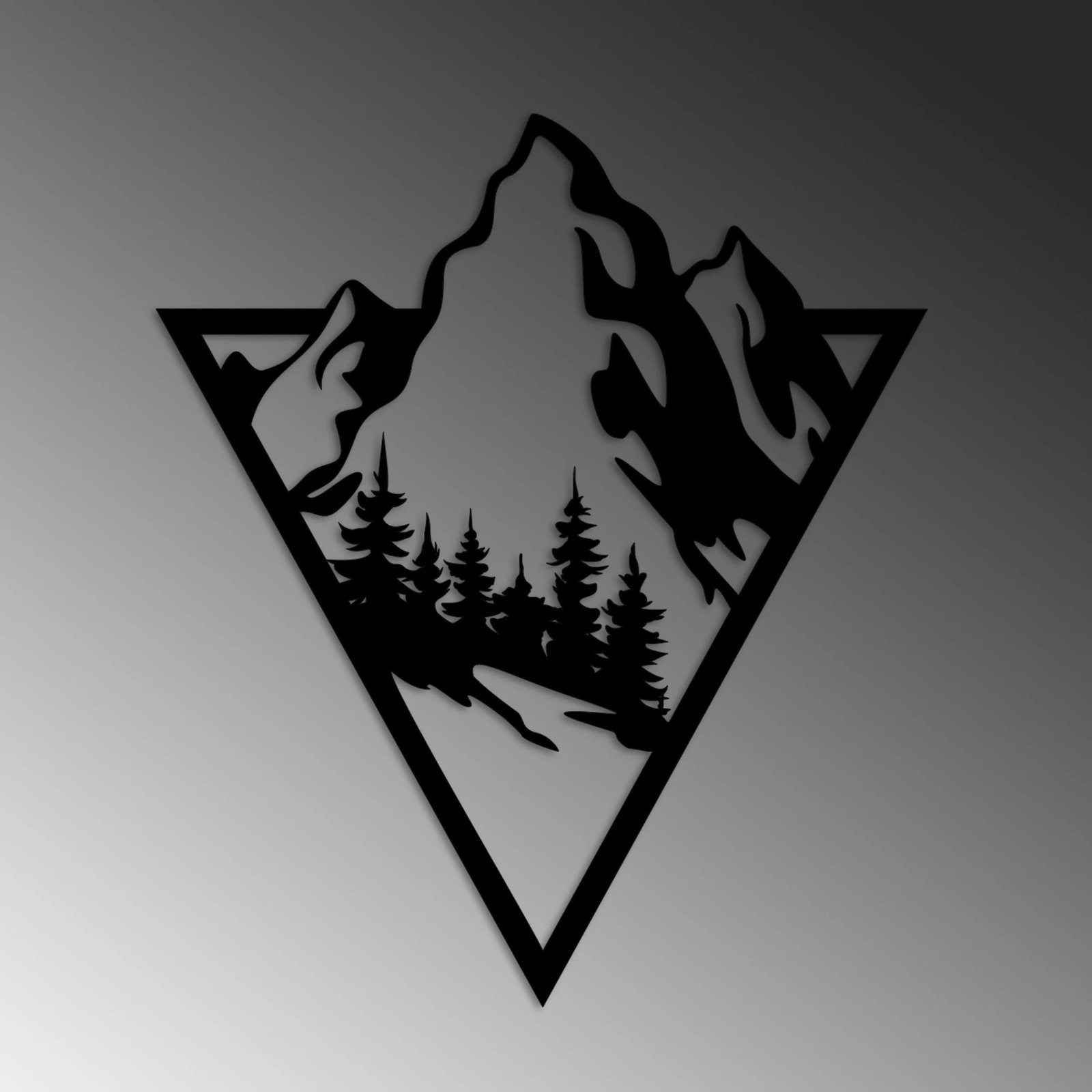 Aksesor dekorativ metalik për mur, Wallity, Montain 2, ngjyrë e zezë, 53x46cm