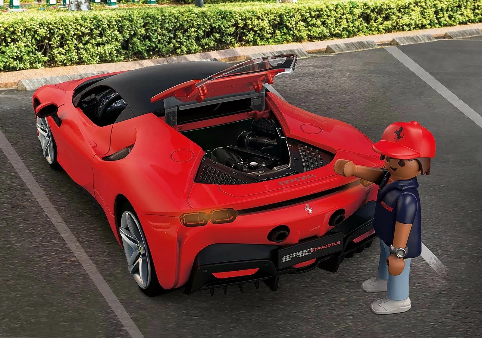 Set lodrash Playmobil Ferrari SF90 Stradale 71020, me drita, 43 pjesë, i kuq