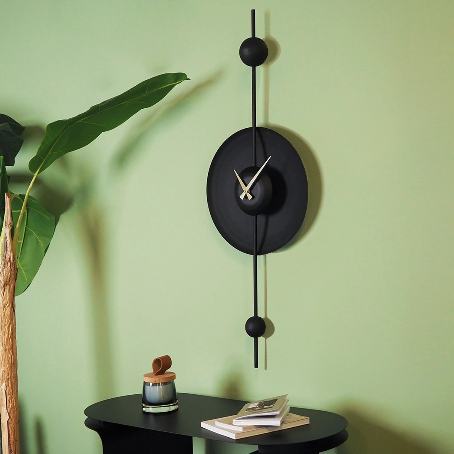 Orë muri dekorative prej metali, Wallity, APS138LSS, e zezë, 36x99cm