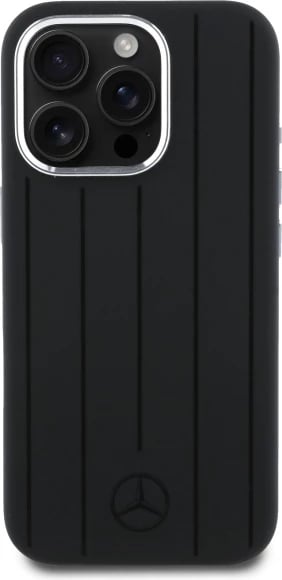 Mbështjellës Mercedes Silicone Vertical Tonal Stripes MagSafe për iPhone 16 Pro Max, Zi