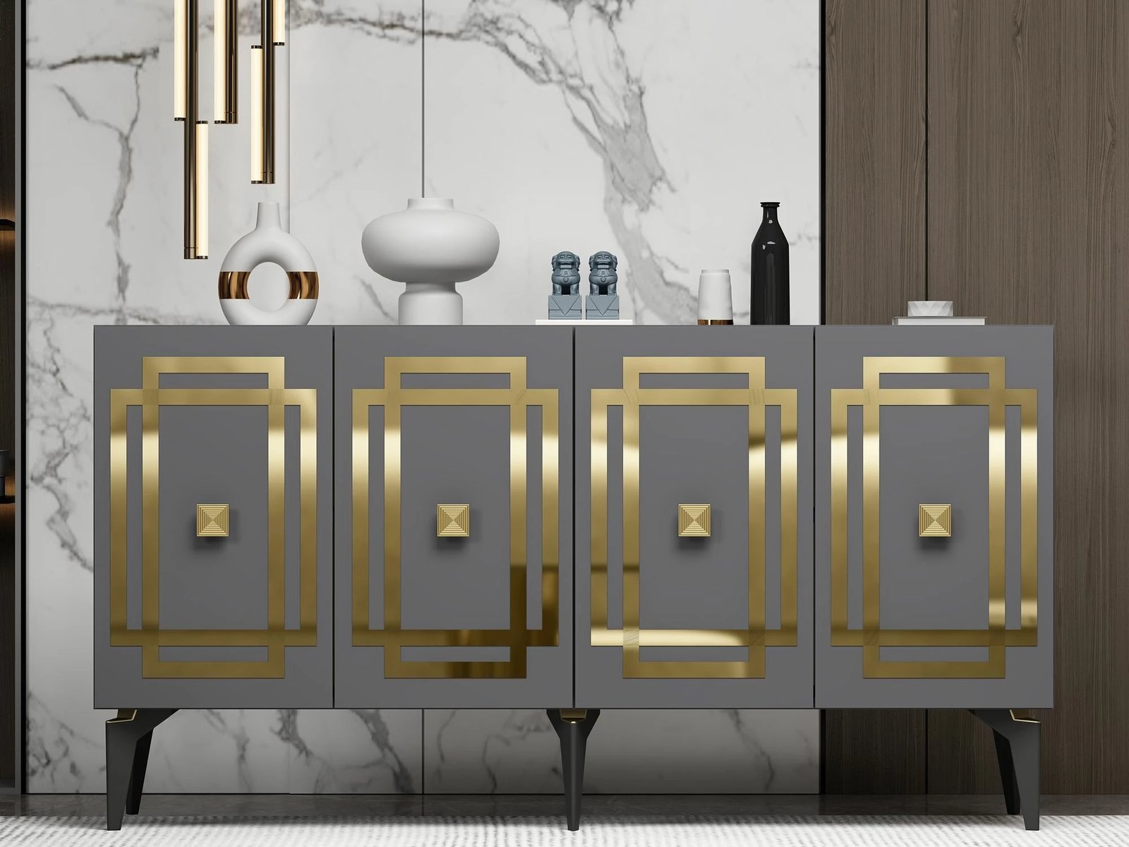 Konsol Skye Decor, ngjyrë antracit, ar