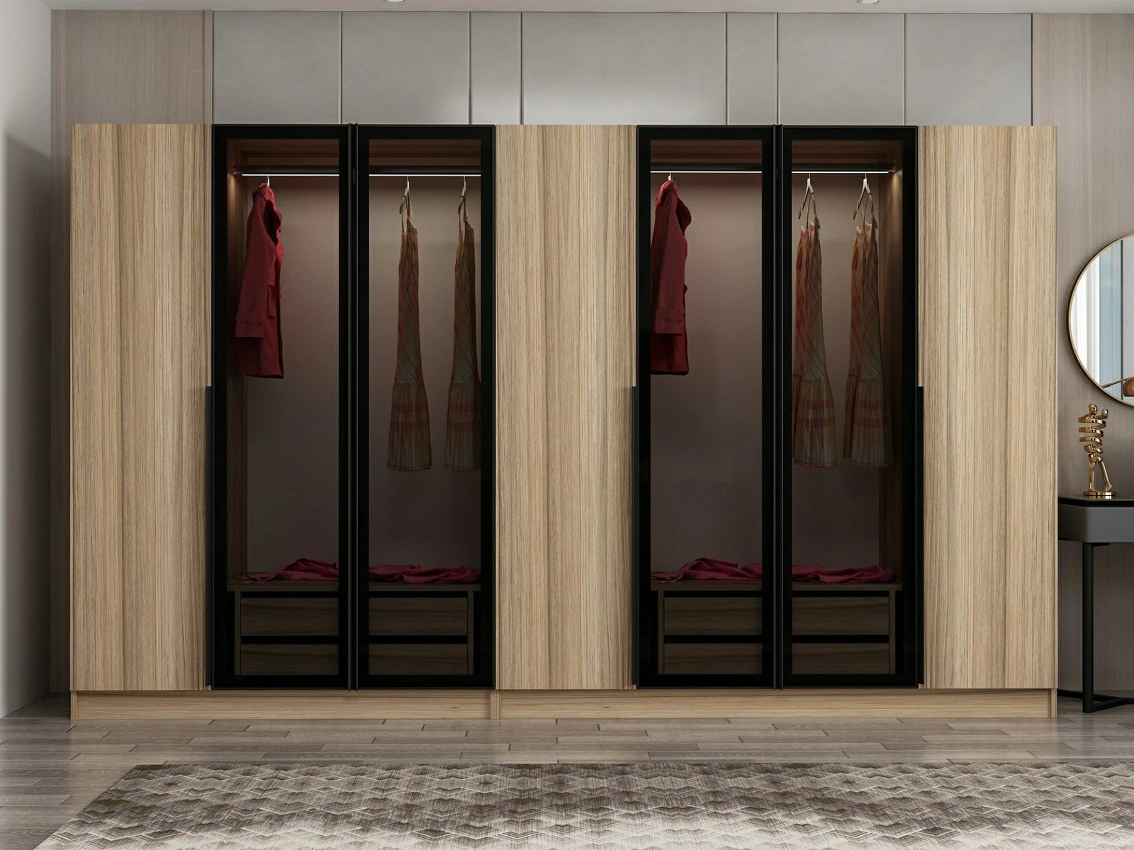 Dollap garderobe Skye Decor, ngjyrë fume dhe lis, Kale Plus - 7823