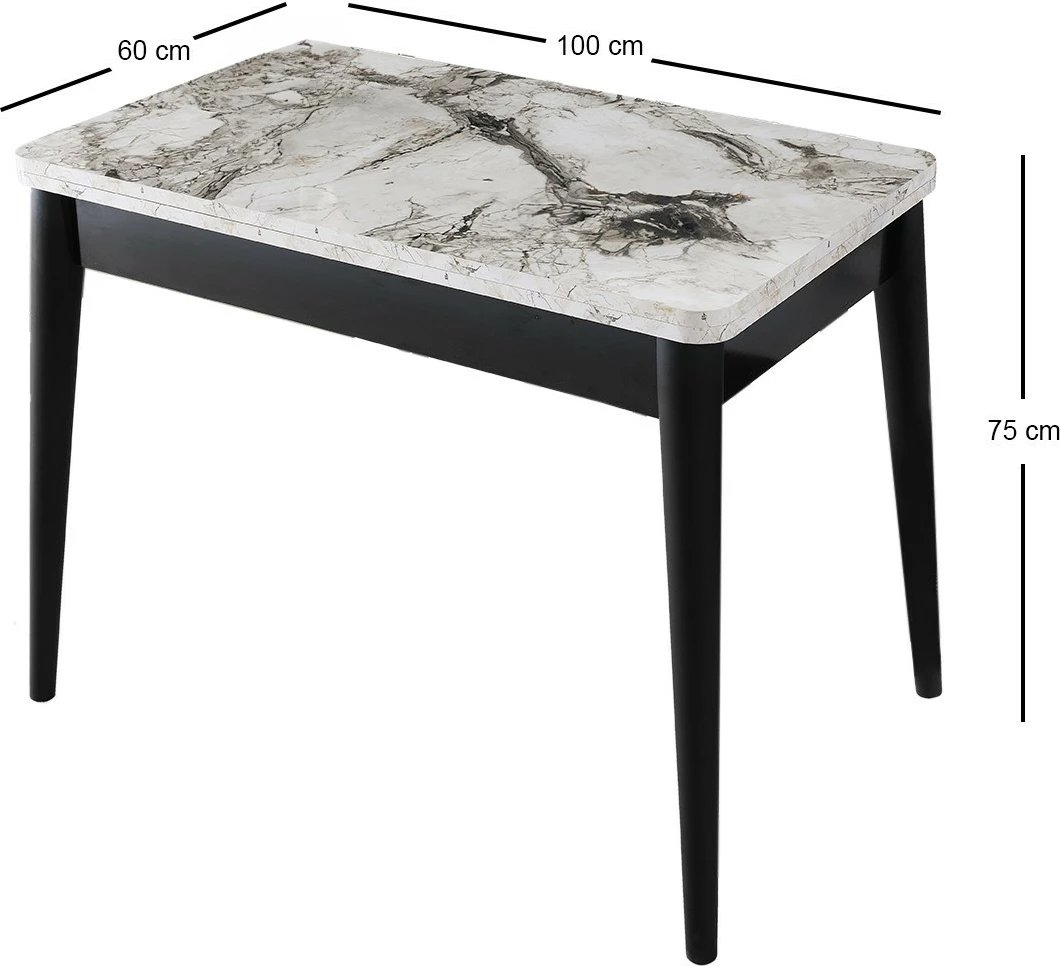 Tavolinë zgjeruese për ngrënie, ngjyrë mermeri të bardhë, Dolunay - 1281