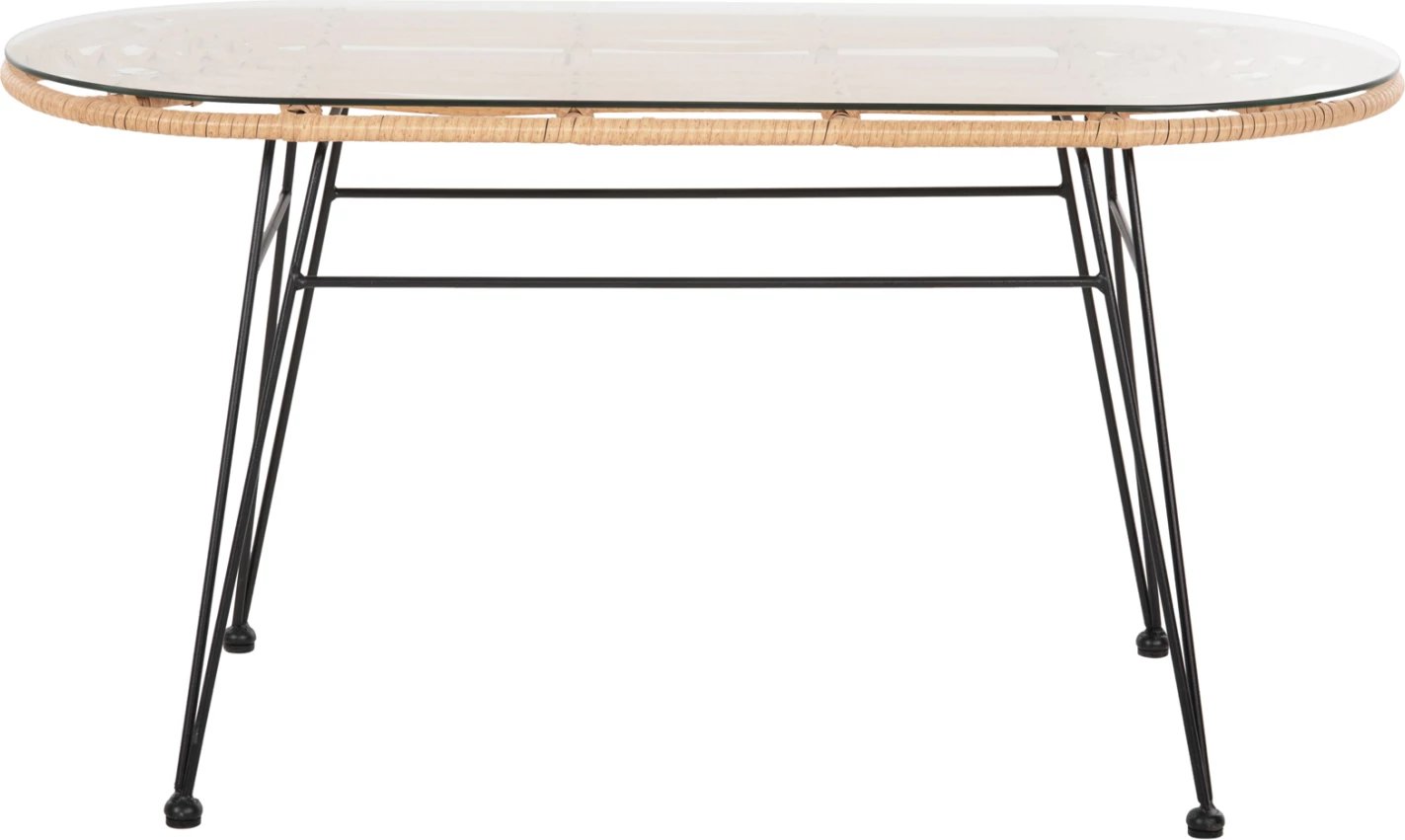 Tavolinë ovale për jashtë ALLEGRA FH5695.11, ngjyrë beix, metal i zi, 100x45x51,5H cm
