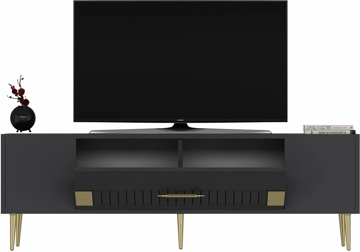 Komodë për TV, ngjyrë antracit dhe ari, Skye Decor, Dekolp4