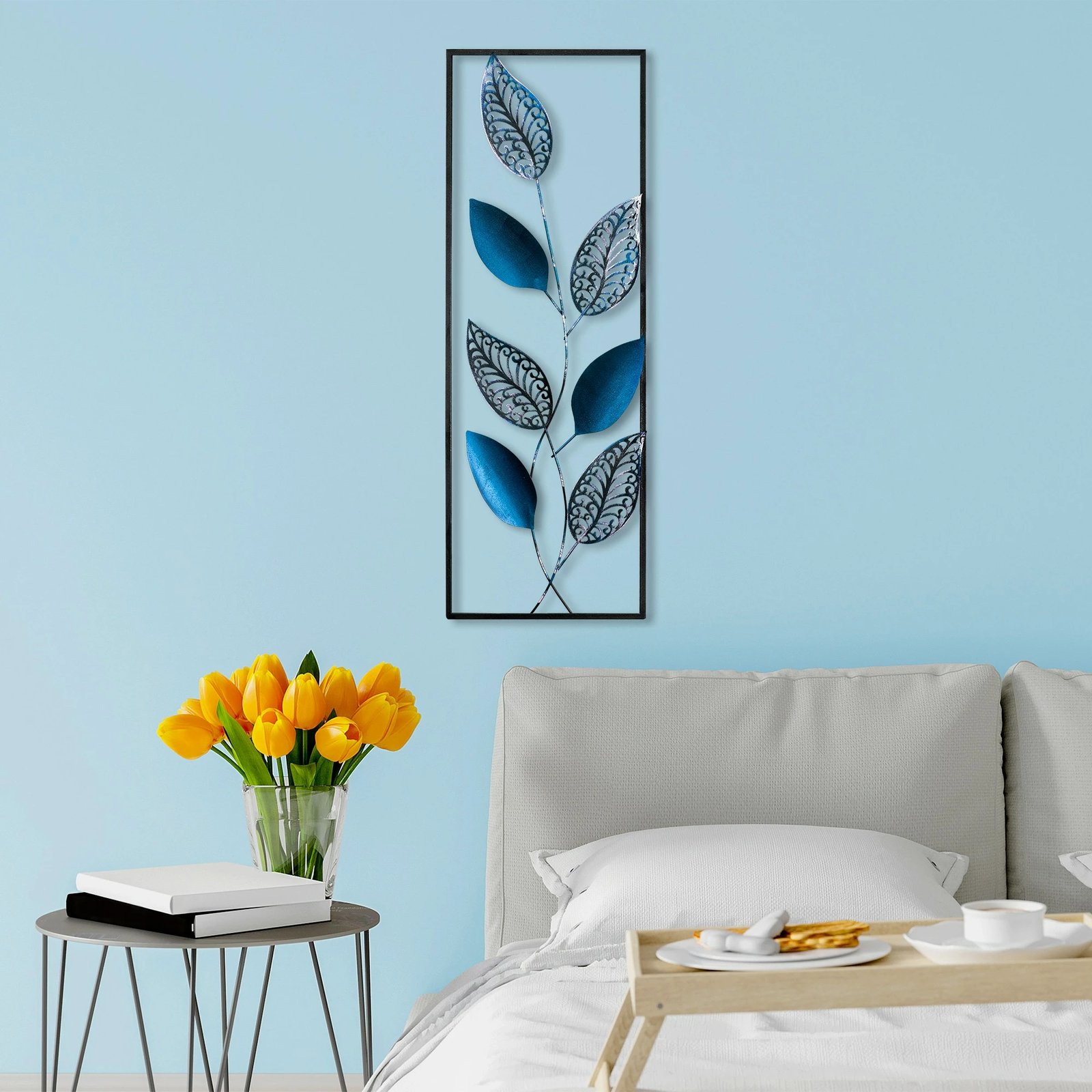 Aksesor dekorativ metalik për mur, gjethe, Wallity