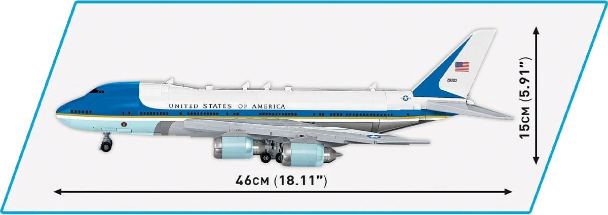 Set blloqe ndërtimi Cobi Boeing 747 Air Force One, 1087 pjesë, plastikë, ekstra i madh
