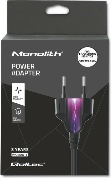 Furnizues energjie për monitor Qoltec 51773, për Samsung, 42W, 14V, 3A, 6.5x4.4 mm, me kabllo