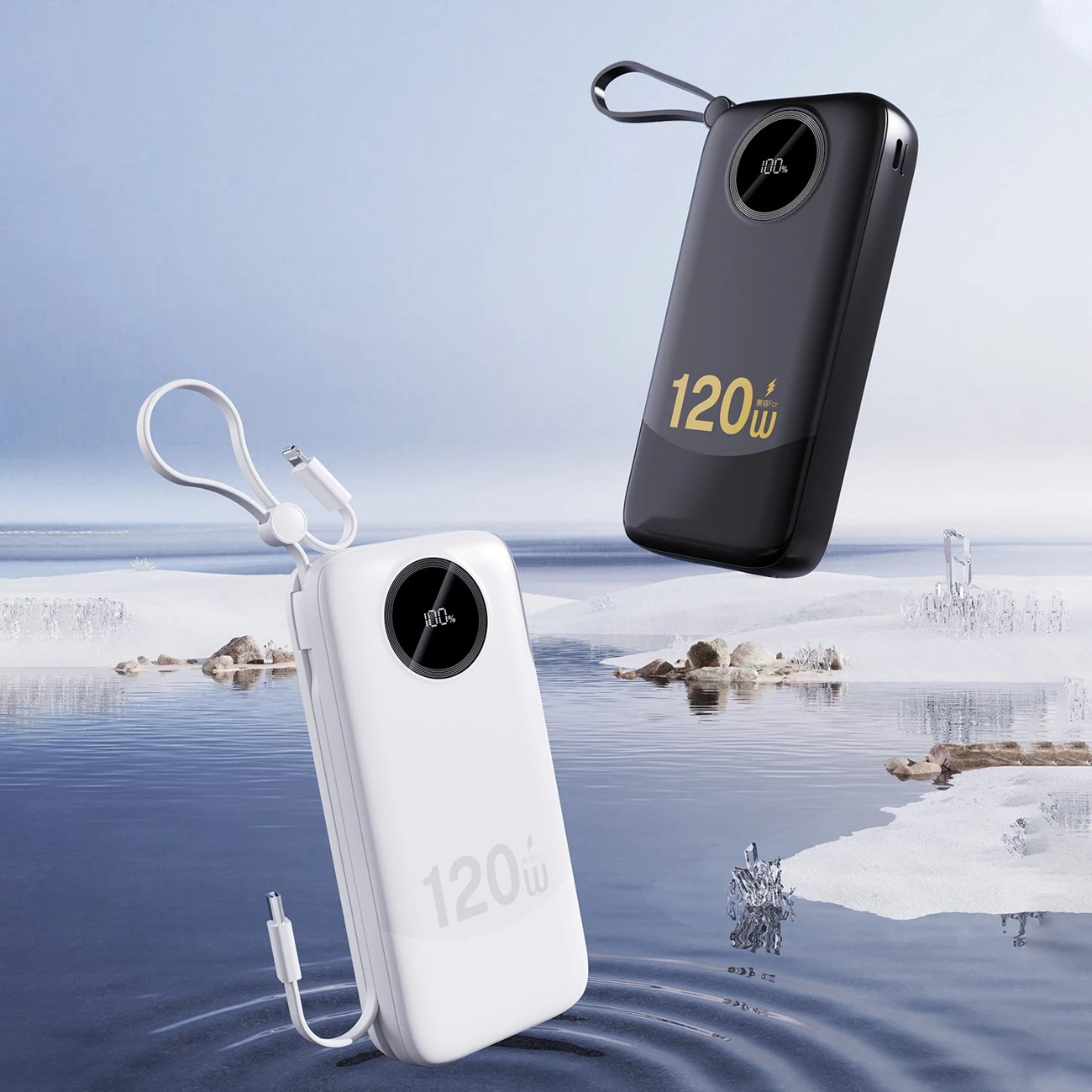 Powerbank Dudao K13Pro, 20000 mAh, me kabllo të integruara, Bardhë
