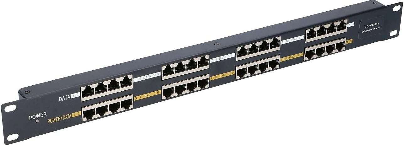 PoE Injector Extralink EX.1995, 16 porta, 100Mb/s, për rack, zi