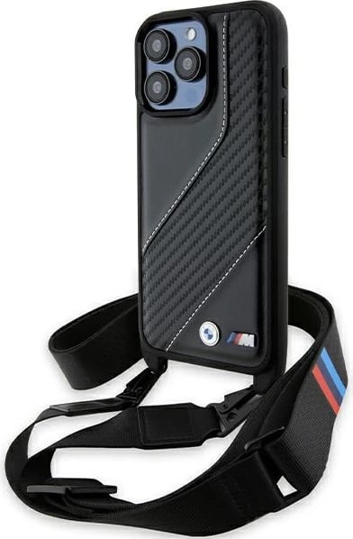 Mbështjellës BMW M Edition Carbon Stripe & Strap për iPhone 15 Pro, i zi
