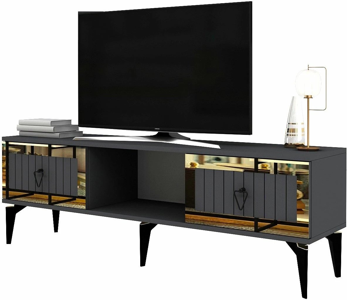 Komodë TV Skye Decor, Linda, antracit dhe ar