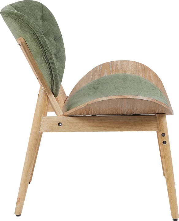 Fotel Udalle, dru natyral, material ngjyrë ulliri, 77x70x81cm