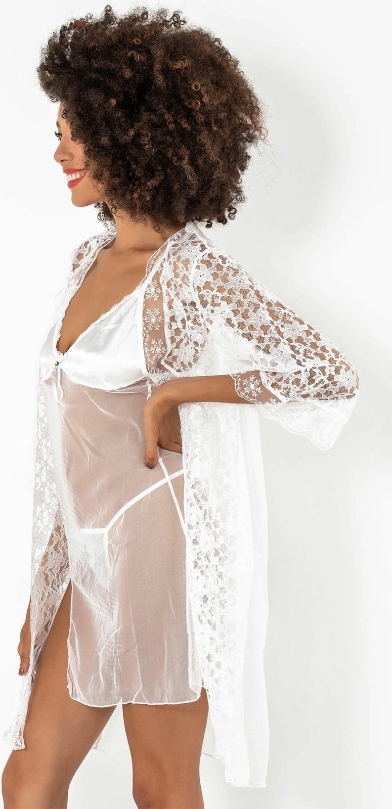 Set fustan nate dhe peniuar Jumeon, 011-008010, e bardhë