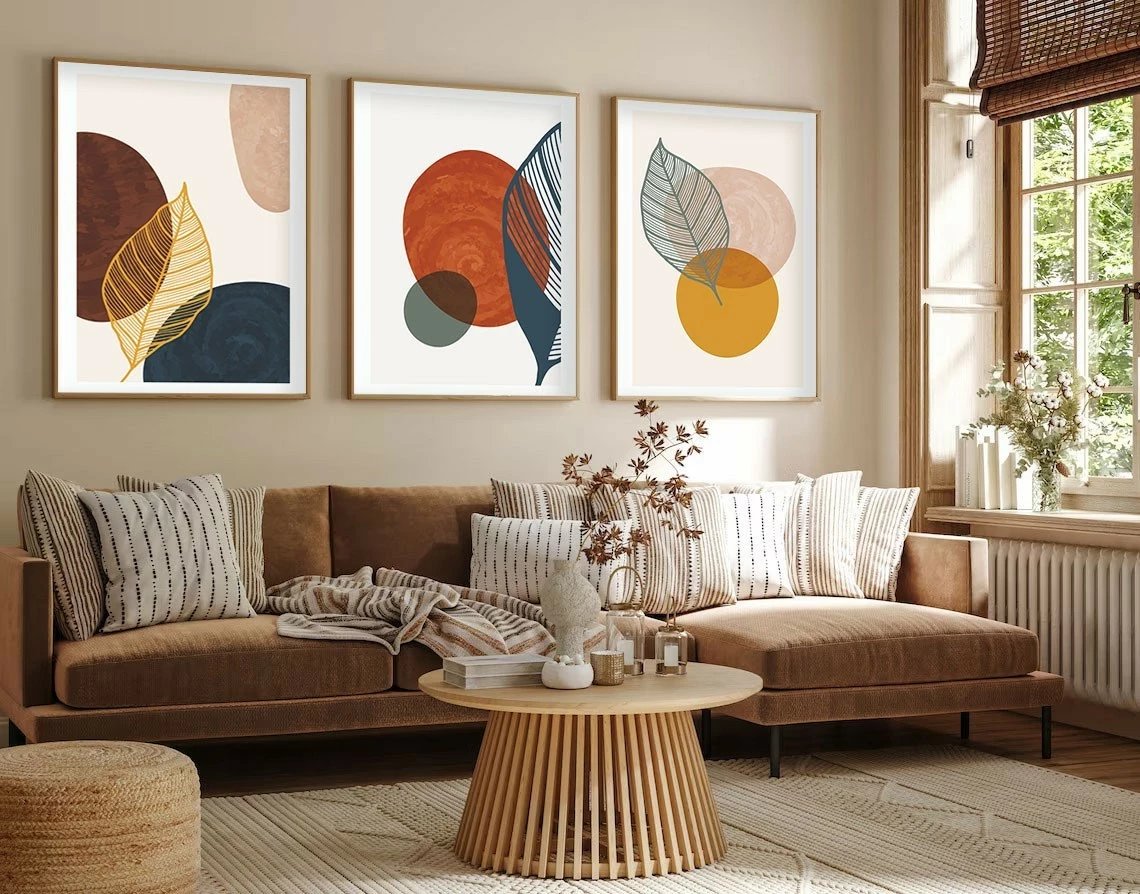 Pikturë dekorative me kornizë, MDF, shumëngjyrëshe, 3 copë, 20x30cm