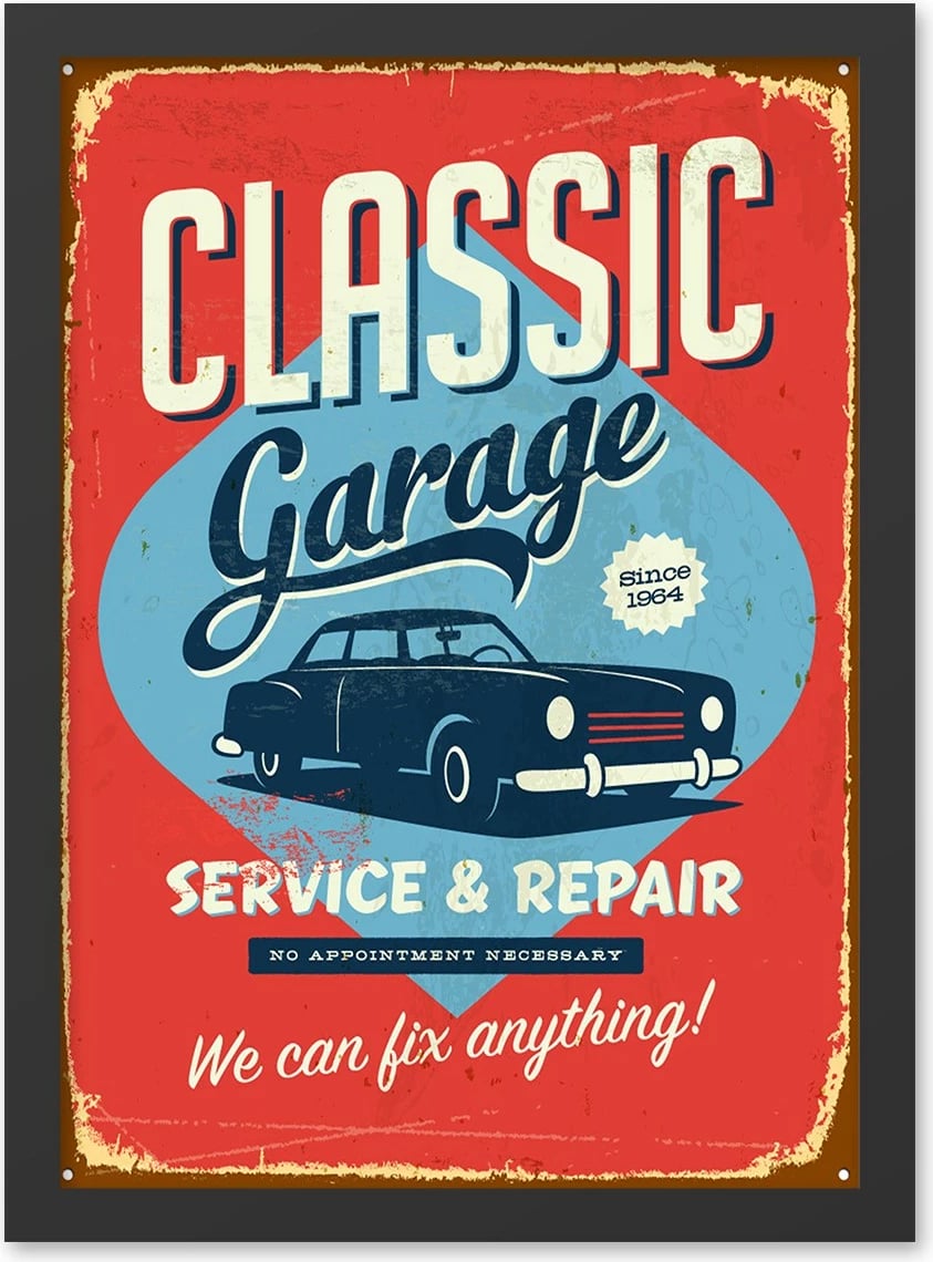 Pikturë dekorative me kornizë MDF, Classic Garage, 40x55cm