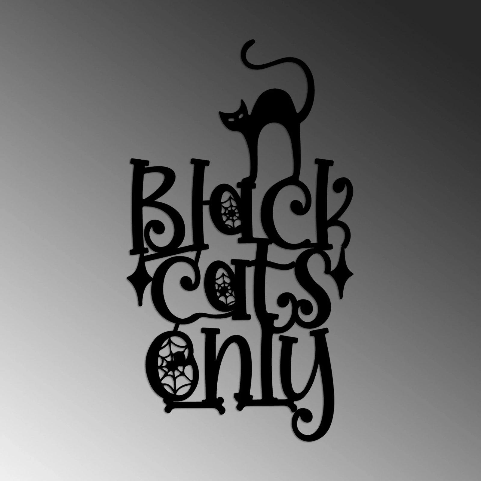 Aksesor dekorativ metalik për mur, mace, Wallity, e zezë, 34x60cm