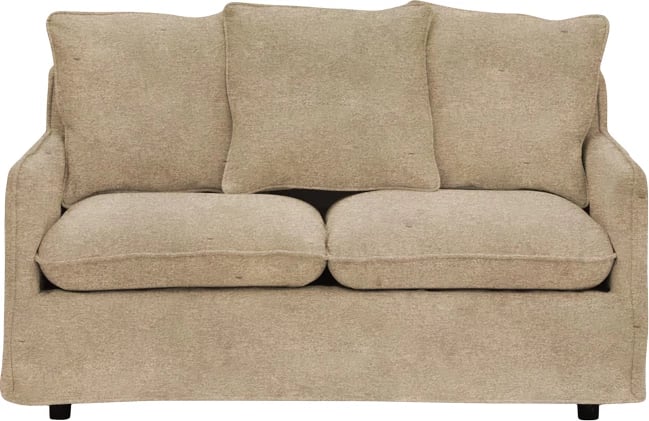 Set salloni, 2 pjesë, material stof, ngjyrë bezhë, me jastëkë