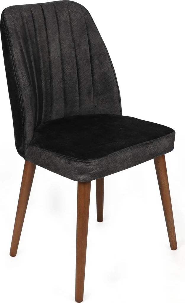 Set karrigash (4 copë), Skye Decor, Alfa-467 V4, kadife antracit, këmbë dru arrë