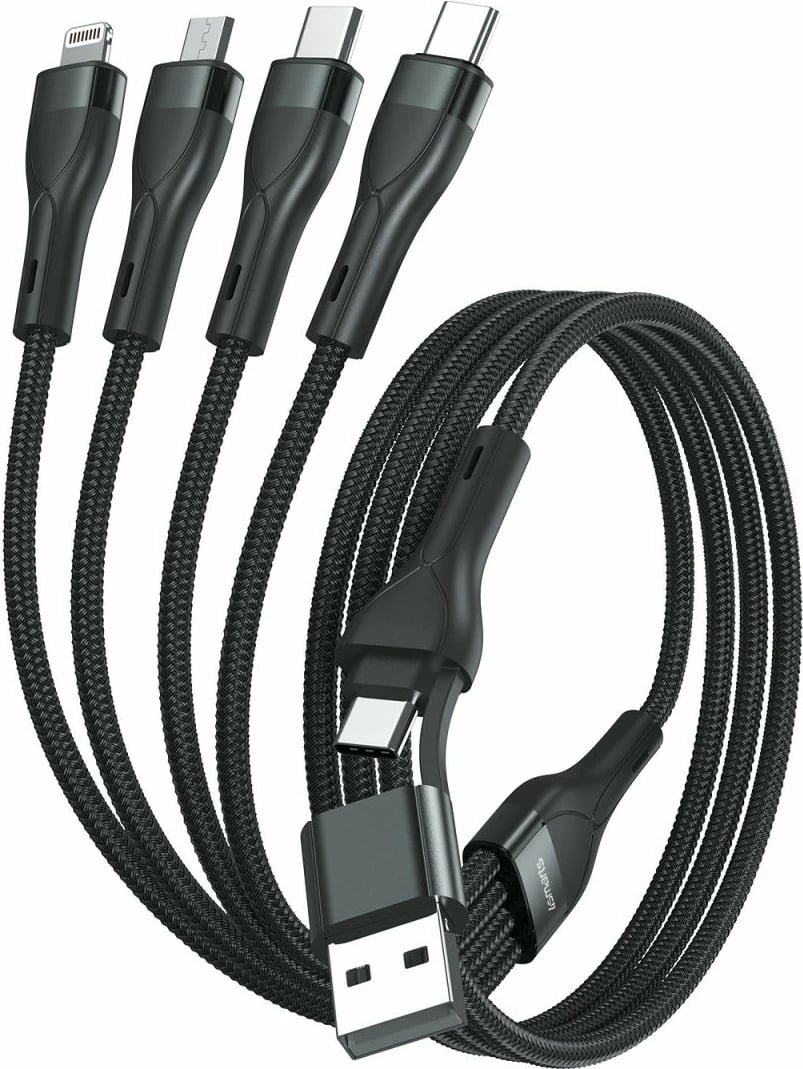 Kabllo karikimi 4smarts 541023, 1.2 m, USB A/USB C, USB C/Micro USB-A/Lightning, e zezë Kabllo karikimi 4smarts 541023, 1.2 m, USB A/USB C, USB C/Micro USB-A/Lightning, e zezë