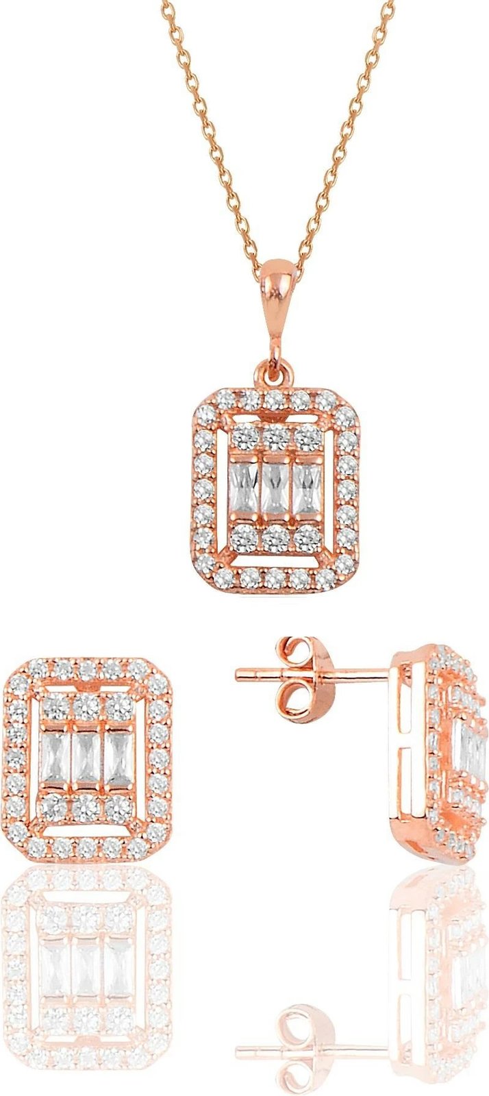 Set varëse dhe vathë argjendi, ngjyrë rozë ari, Jumeon, 10131ROS