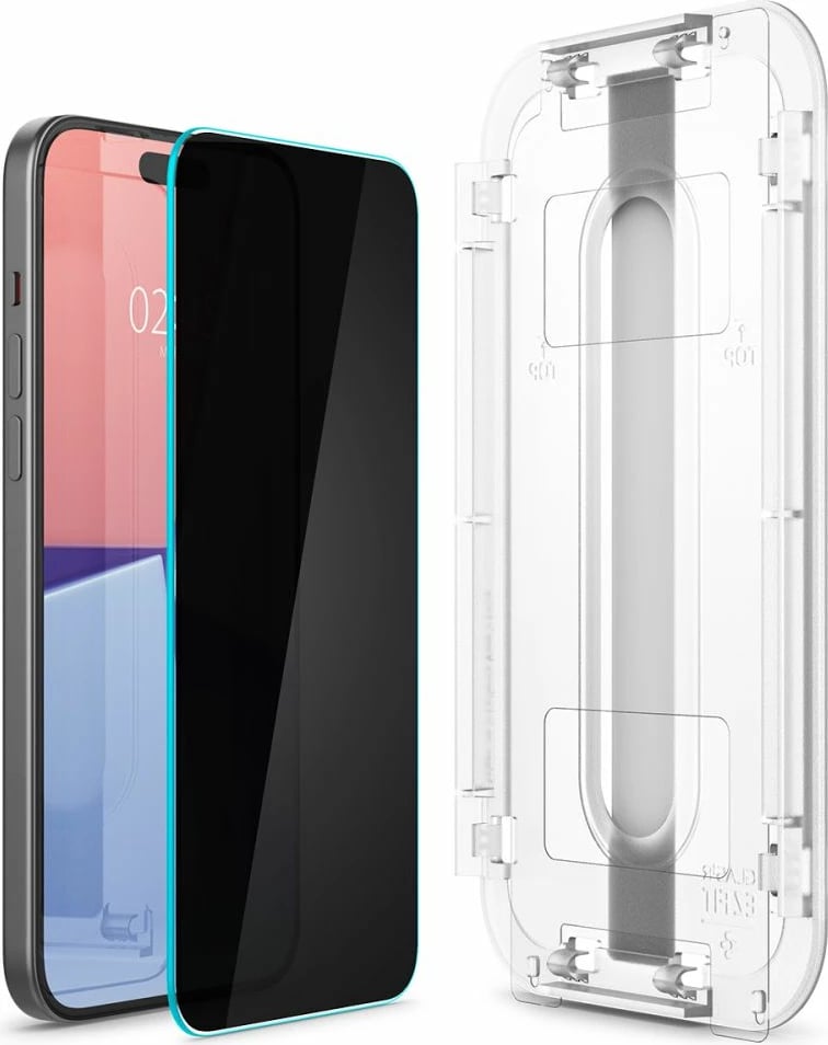 Xham mbrojtës Spigen Glas.tR EZ Fit Privacy për iPhone 15/16, 1 copë