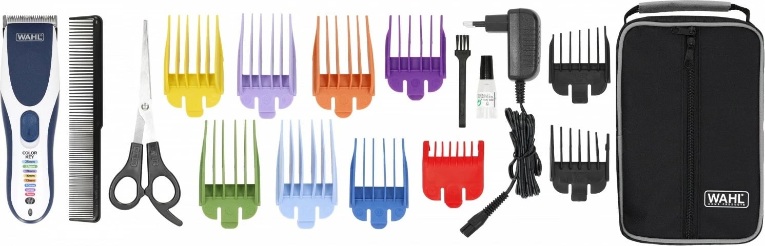 Makinë rroje flokësh Wahl Color Pro Cordless 09649-016, shumëngjyrëshe, set me 10 krehra