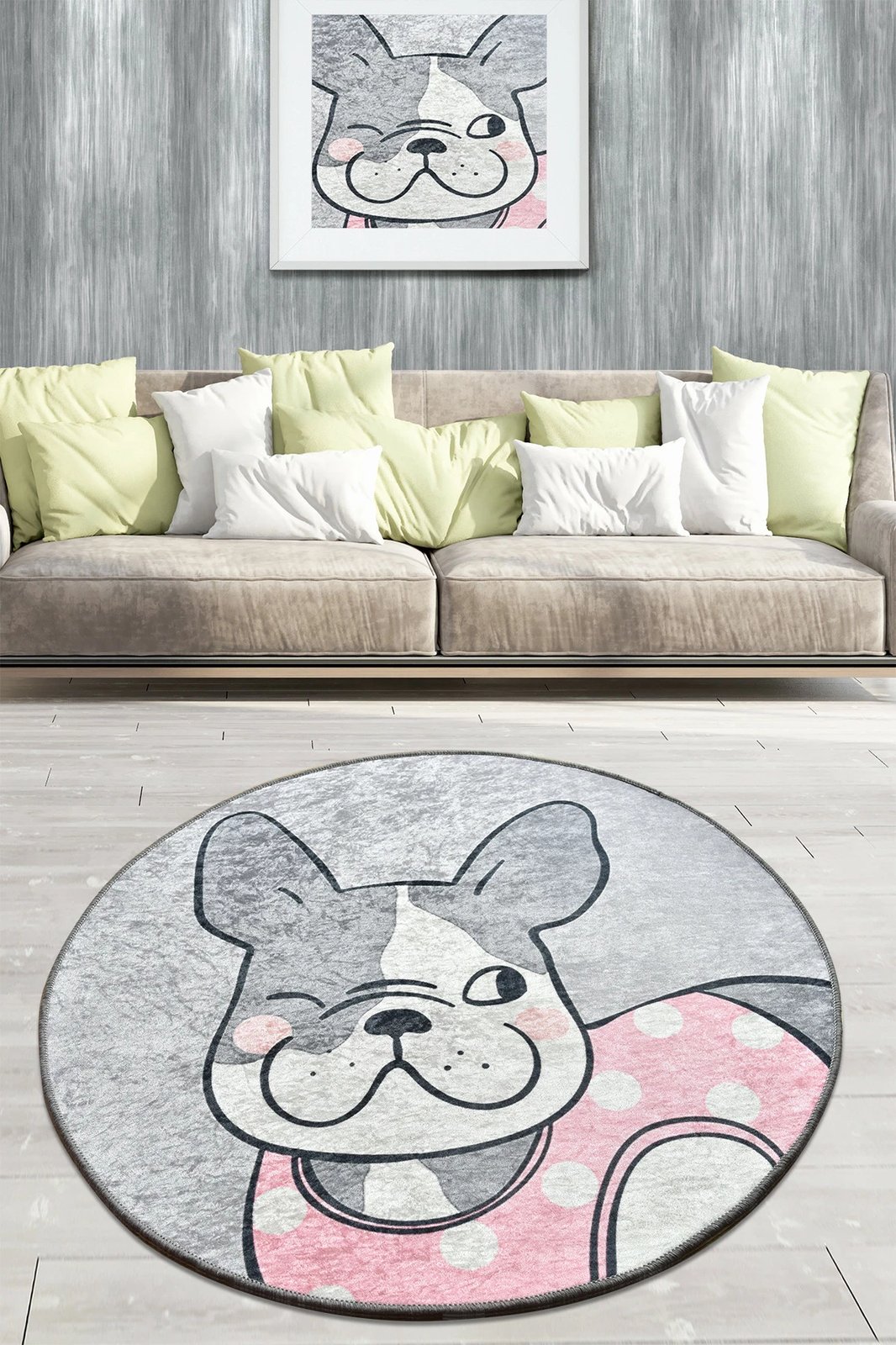 Qilim Conceptum Hypnose, Happy Dogs, 100 cm, gri, shumëngjyrësh