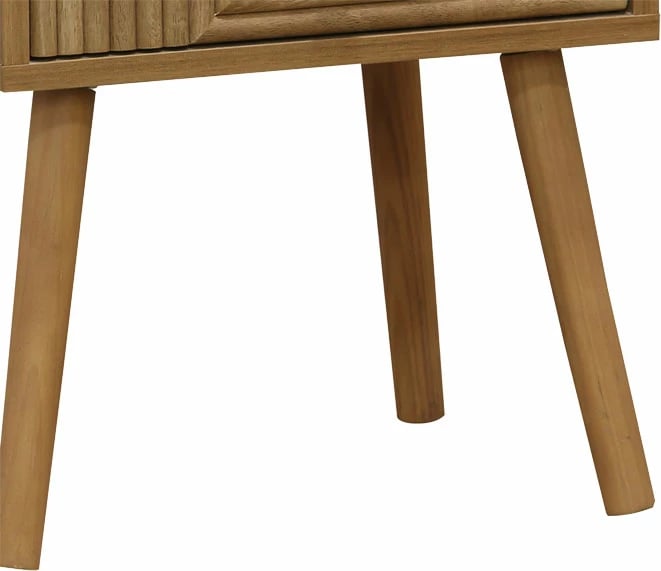 Komodinë natyrale me 2 sirtarë, këmbë druri pishe, 37.5x32x54cm