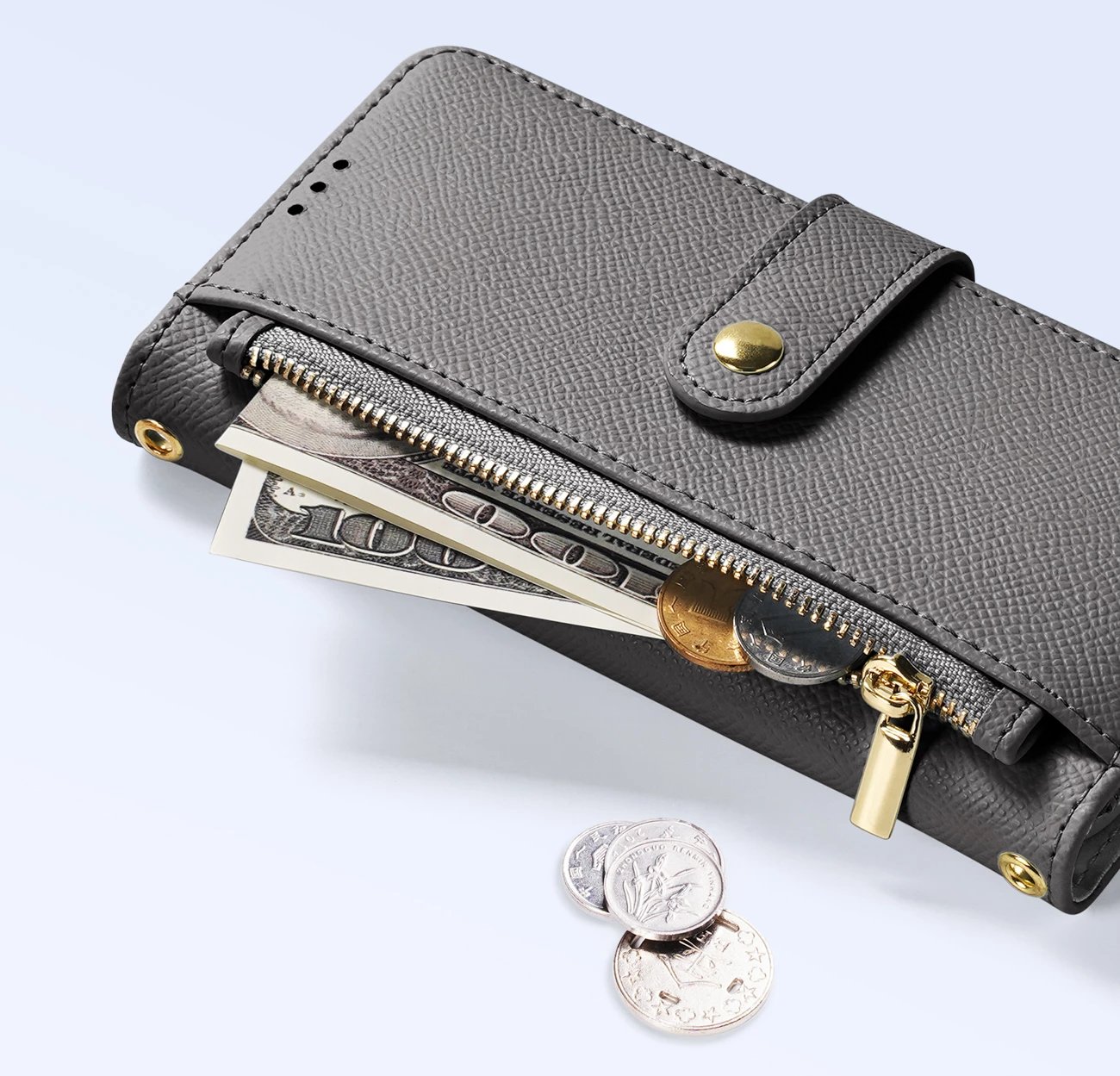 Mbështjellës Dux Ducis Lawa për iPhone 16e, lëkurë, me portofol magnetik, Gri