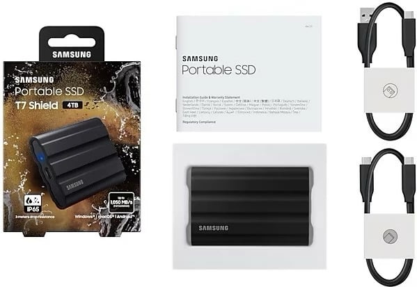 SSD i jashtëm Samsung Portable SSD T7 Shield 4TB, i zi