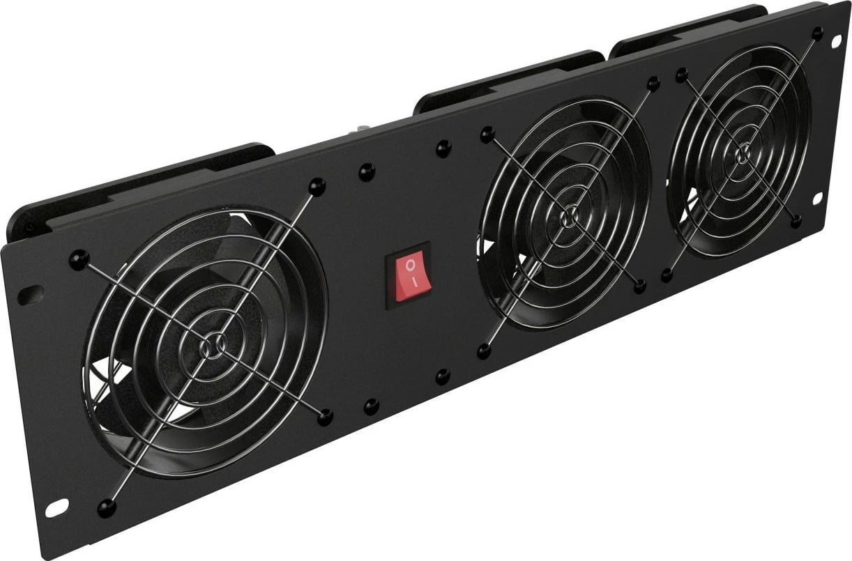 panel ventilimi vertikal rack 19" 3U, Lanberg AK-1506-B, 3 fansa, AC 230V, kabllo 2 m, e zezë RAL 9004