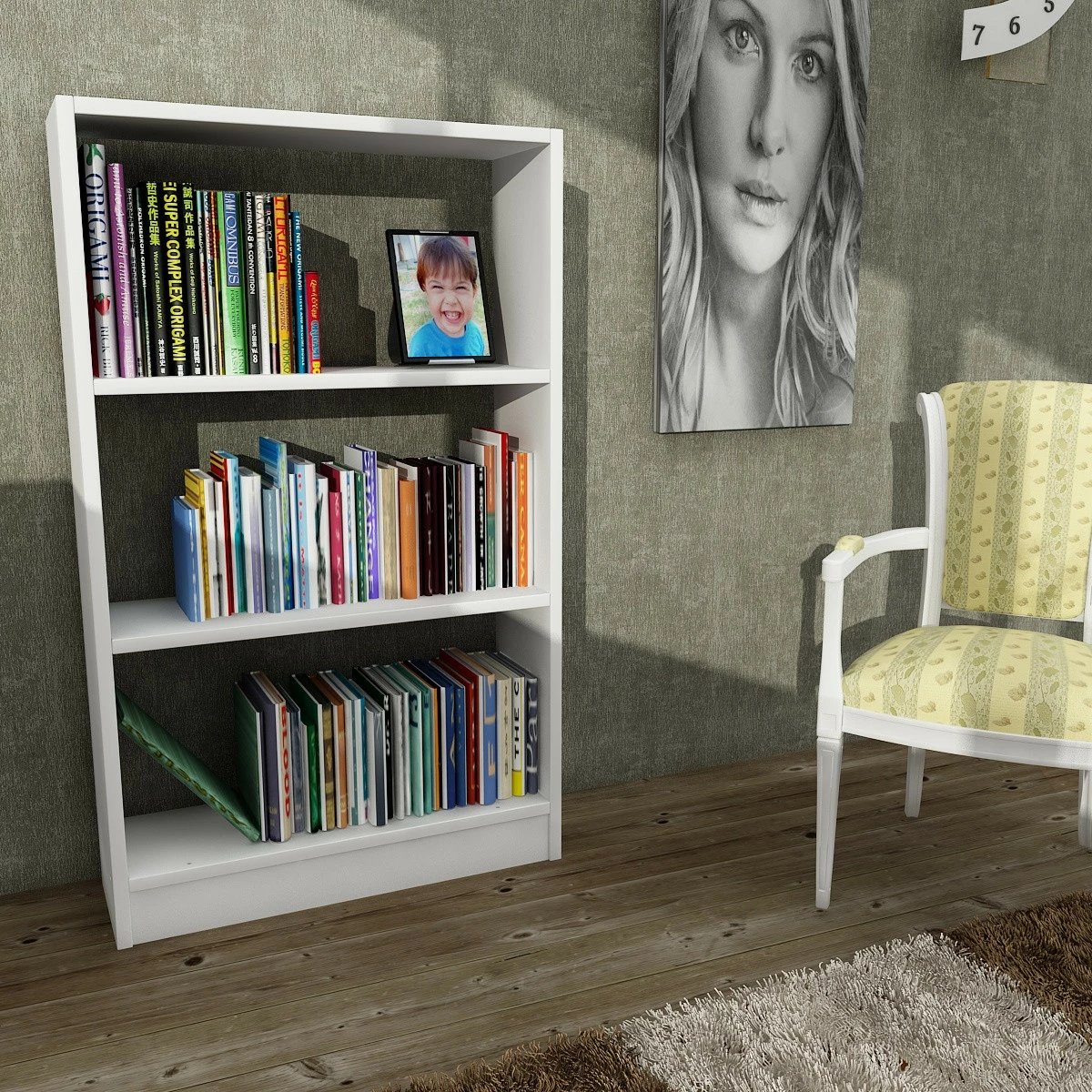 Raft librash Hanah Home, Cella, i bardhë