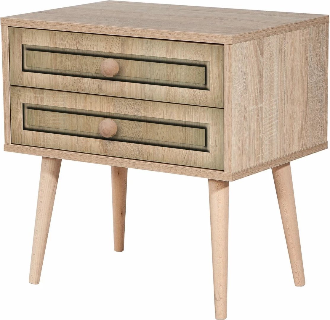 Komodinë nate Skye Decor, dy sirtarë, sonoma oak, 60x61x40cm