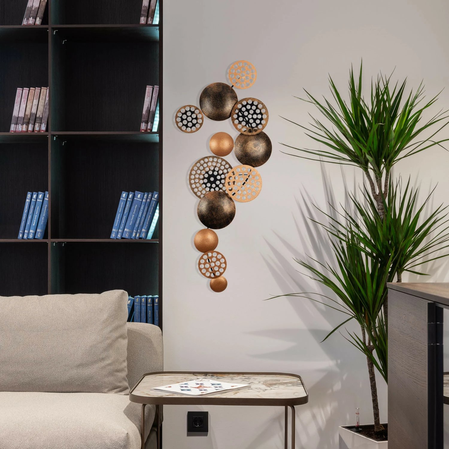 Aksesor dekorativ metalik për mur, Wallity Bronte, CH103-3