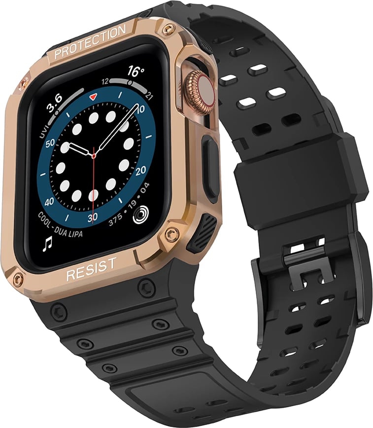 Rrip me kasë mbrojtëse për Apple Watch Hurtel Protect Strap Band, 45/44/42mm, Gold