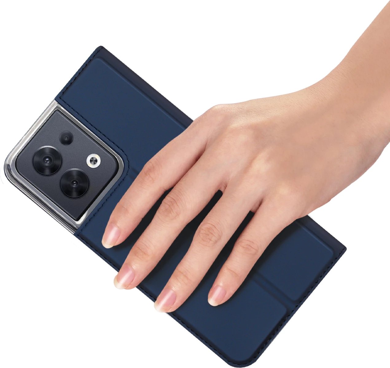 Mbështjellës Dux Ducis Skin Pro për Oppo Reno 8, me kapak, xhep për kartelë, funksion standi, kaltër Mbështjellës Dux Ducis Skin Pro për Oppo Reno 8, me kapak, xhep për kartelë, funksion standi, kaltër
