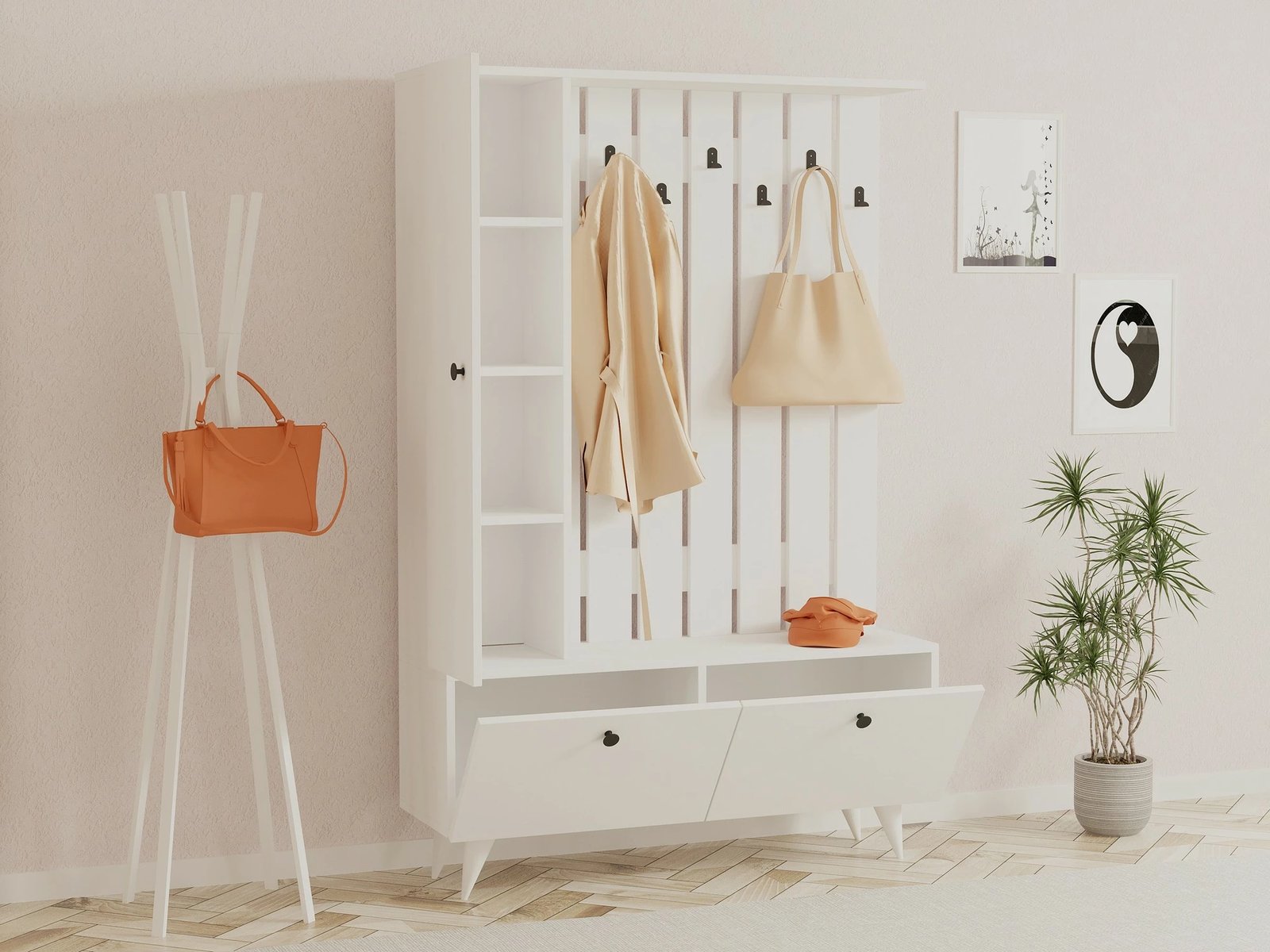 Stendë hyrje Skye Decor, Lala, e bardhë