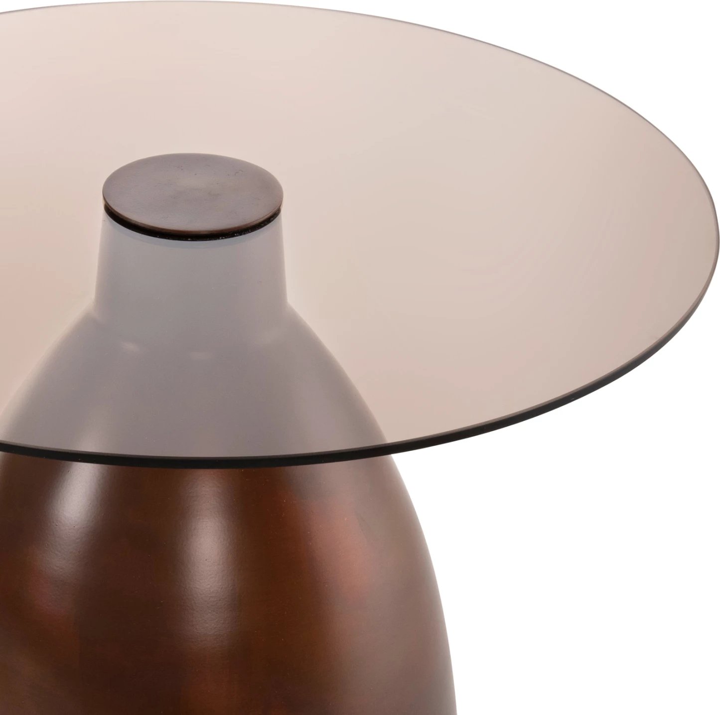 Tavolina anësore 2 copë REGEN FH9666 metal në ngjyrë bakri me sipërfaqe qelqi Φ44 & Φ40 cm