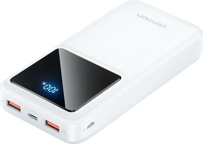 Powerbank Vention FHLW0, 20000mAh, 22.5W, Micro-USB, USB-C, 2xUSB-A, Bardhë