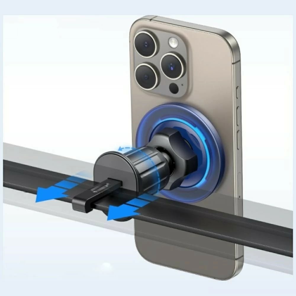 Mbajtës makine për grila ajri magnetik, USAMS ZJ081 (USA001646), 360° rotacion, montim me grep, për Celular, zi