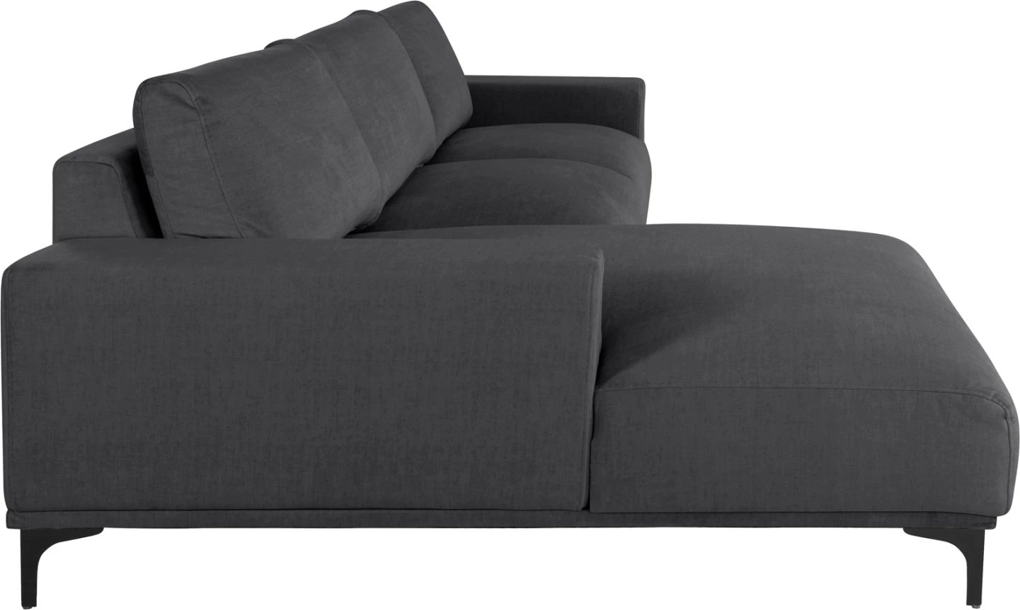 Divan qoshe (majtas) NOA FH3278.02L, pëlhurë antracit, 288x90-157x67-80H cm