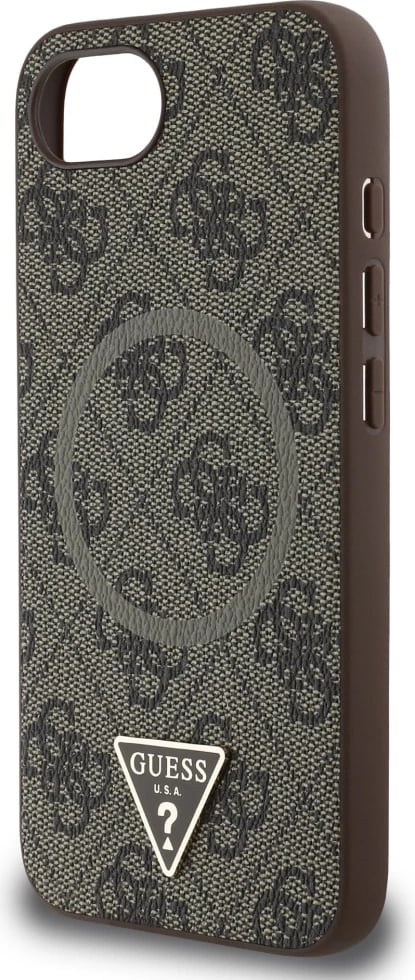 Mbështjellës Guess 4G Ring Triangle Logo MagSafe për iPhone 16e, Kafe