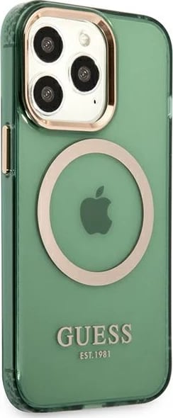 Mbështjellës Guess GUHMP13LHTCMA për iPhone 13 Pro/13 6.1", MagSafe, i fortë, Gjelbër
