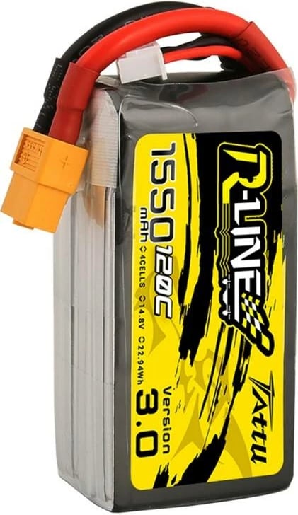 Bateri LiPo Tattu R-Line Version 3.0, 1550mAh, 14.8V, 120C, XT60